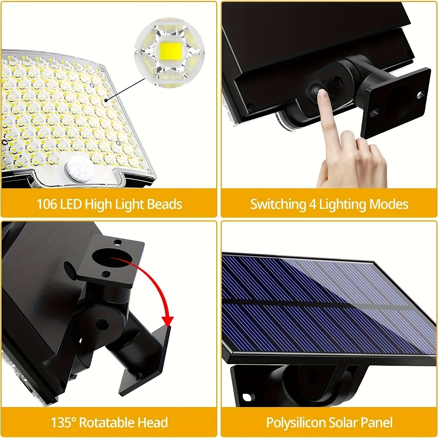 106LED Split Solar Light Outdoor Waterproof With Motion Sensor Floodlight Remote Control 3 Modes For Patio Garage by SHOPEEZONE