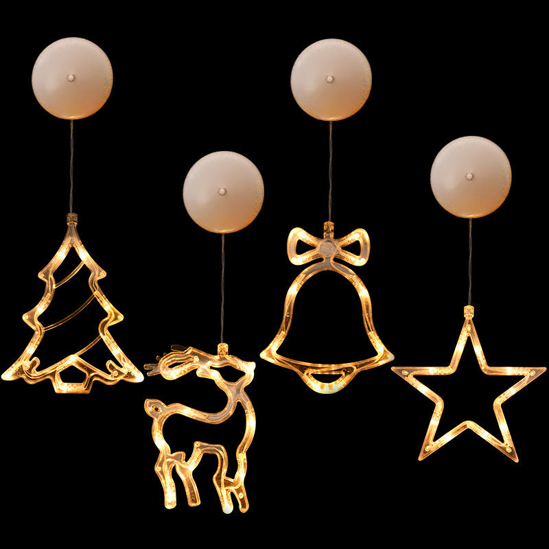 Christmas LED Suction Cup Chandelier Santa Claus Elk Snowman Lights Holiday Party Window Decor Lamps Battery Powered by SHOPEEZONE