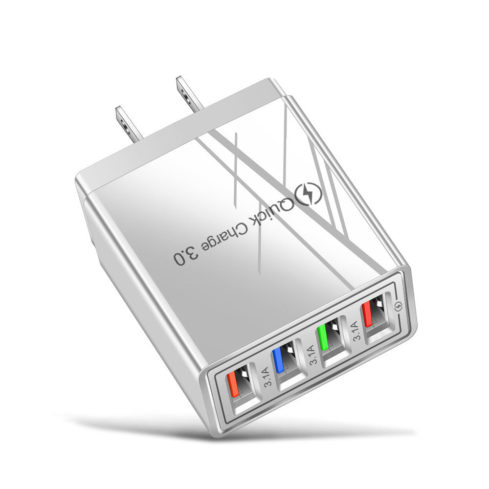USB Charger Quick Charge 3.0 4 Phone Adapter For Tablet Portable Wall Mobile Charger Fast Charger by SHOPEEZONE