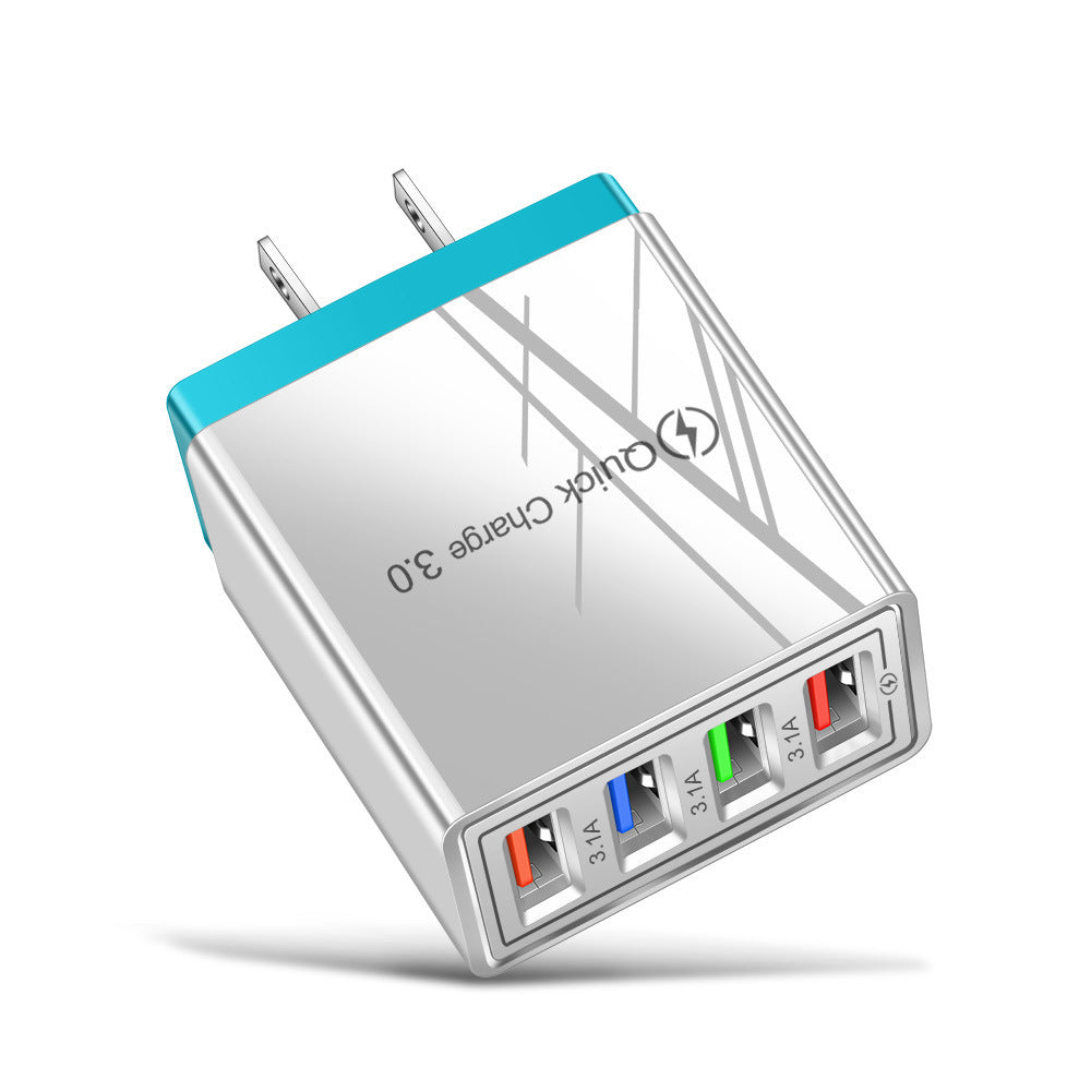 USB Charger Quick Charge 3.0 4 Phone Adapter For Tablet Portable Wall Mobile Charger Fast Charger by SHOPEEZONE