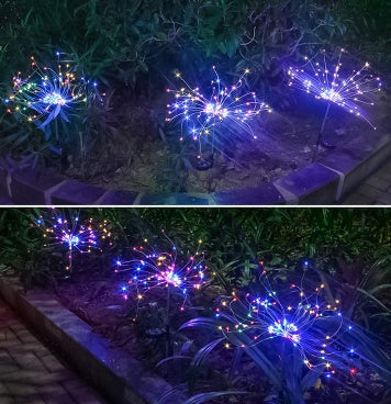 New Ground Plug Solar Fireworks Light LED Light String Copper Wire Outdoor Garden Decoration Star Lights Christmas Lights by ShopeSmartly