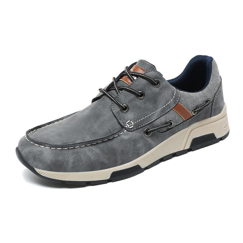 Leather Breathable Sneaker Men's Plus Size Casual Commuter Shoes by SHOPEEZONE