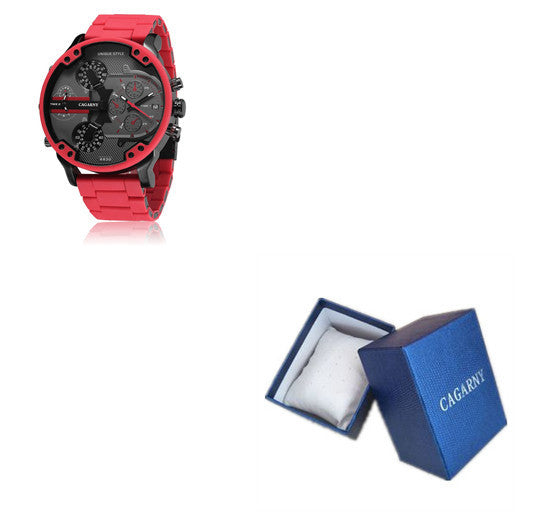 Rubber Steel Band Sports Dual Movement Watch