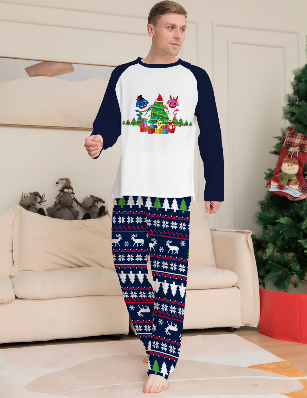 Family Matching Christmas Pajamas Set Xmas Long Sleeve Sleepwear Nightwear For Couples Kids Baby by SHOPEEZONE