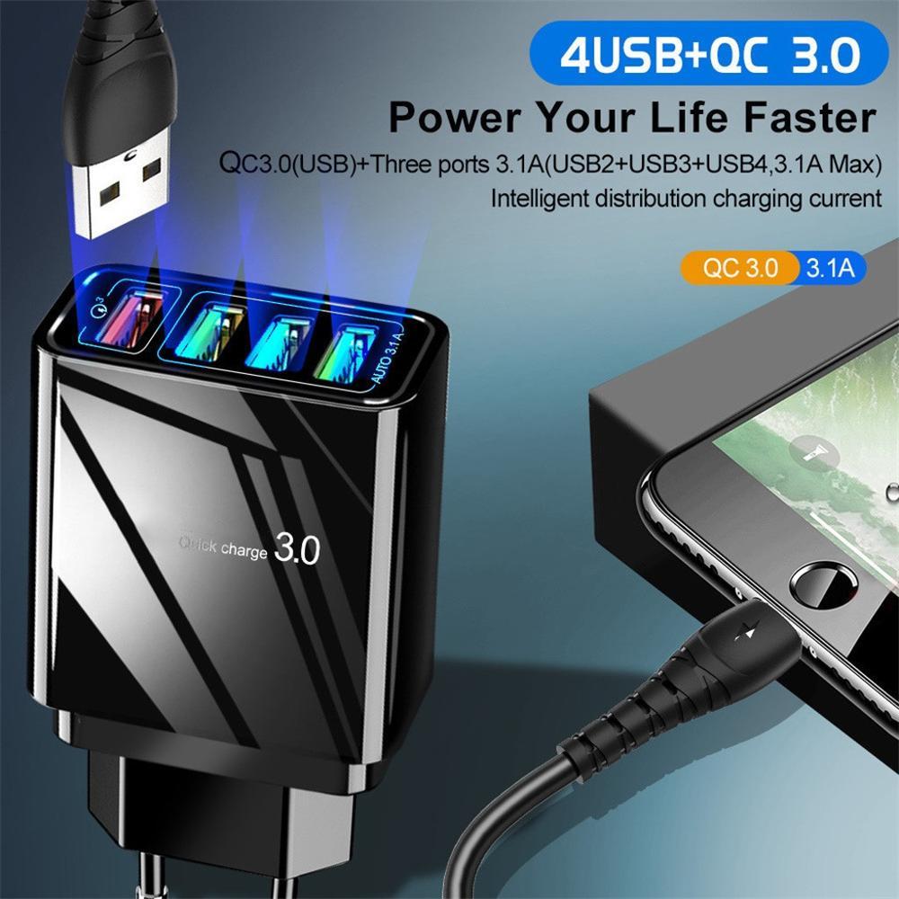 Illuminated 4USB Mobile Phone Charger 3A Charging Head by SHOPEEZONE