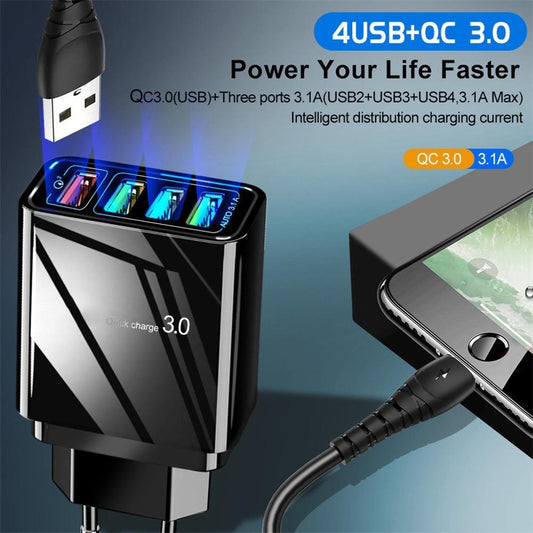 Illuminated 4USB Mobile Phone Charger 3A Charging Head by SHOPEEZONE