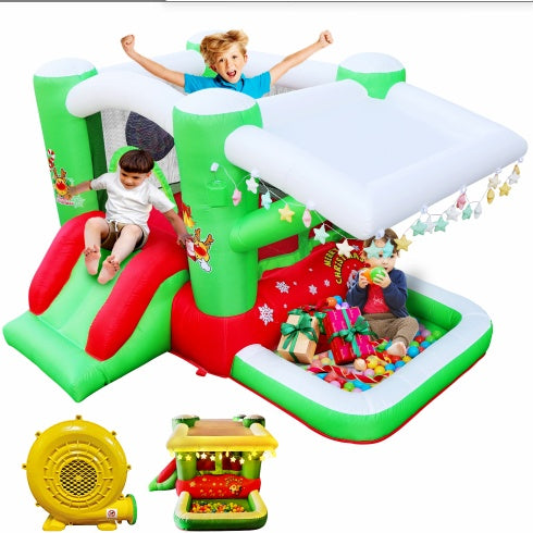 Christmas Jump N Slide Inflatable Bouncer For Kids Complete Setup With Blower - 80 X 91 Play Area - 55 Tall by ShopeeZone