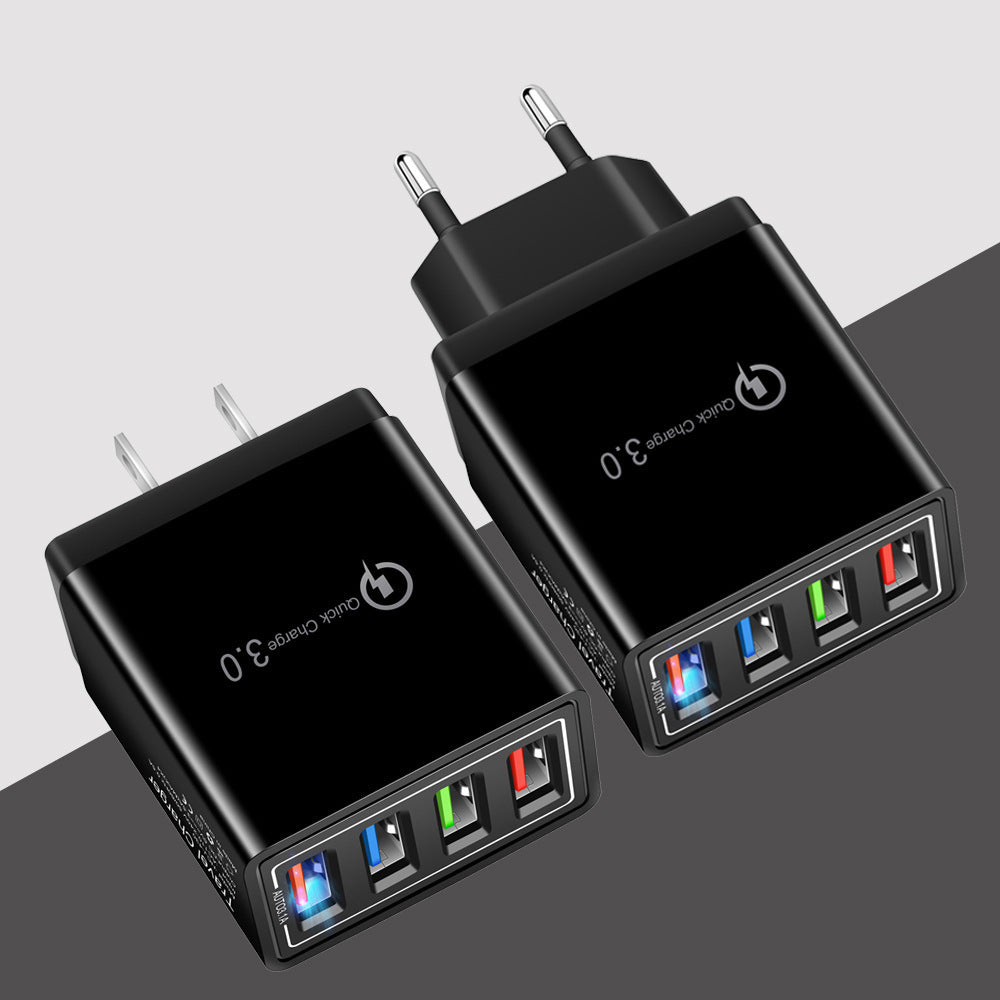 USB Charger Quick Charge 3.0 4 Phone Adapter For Tablet Portable Wall Mobile Charger Fast Charger by SHOPEEZONE