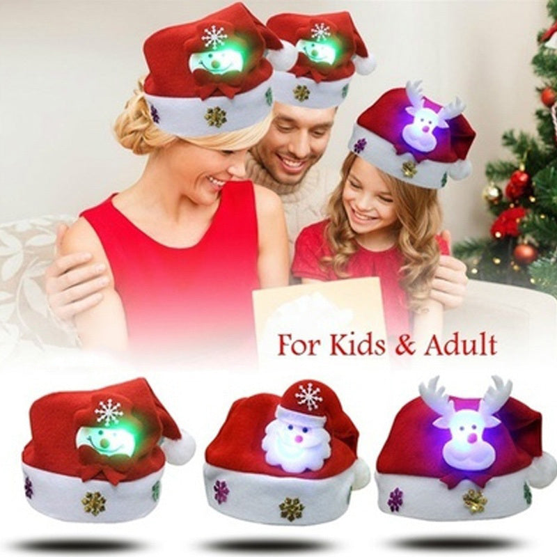 Christmas Decorations Non-woven Cartoon Applique Luminous Hat by SHOPEEZONE