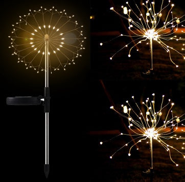 New Ground Plug Solar Fireworks Light LED Light String Copper Wire Outdoor Garden Decoration Star Lights Christmas Lights by ShopeSmartly
