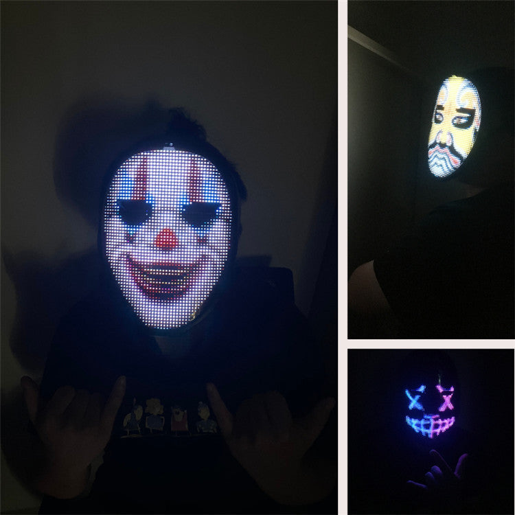 New Arrival LED Mask Face-changing Glowing Mask APP Control DIY Shining Mask for Holiday DJ Party Carnival by SHOPEEZONE