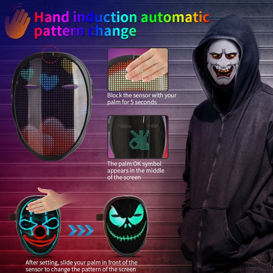 New Arrival LED Mask Face-changing Glowing Mask APP Control DIY Shining Mask for Holiday DJ Party Carnival by SHOPEEZONE