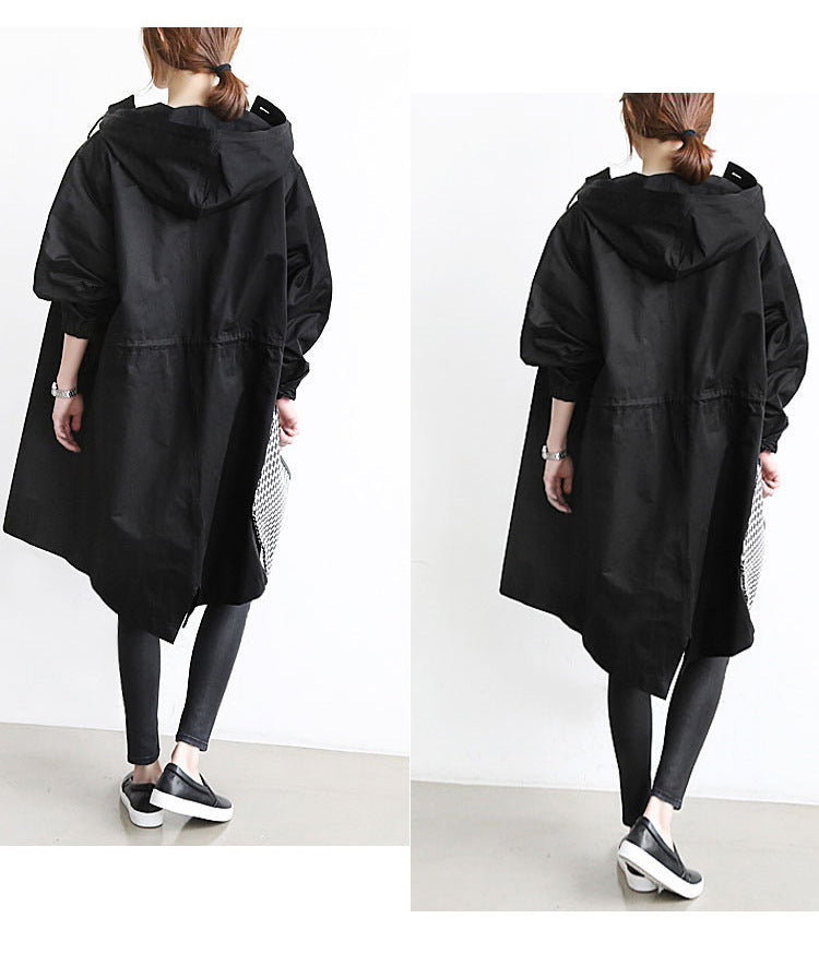 Women Windbreaker Jacket Casual Loose Button Pockets Hooded Quick Dry Windproof Waterproof Clothes For Outdoor Hiking Camping by SHOPEEZONE