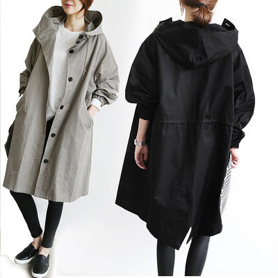 Women Windbreaker Jacket Casual Loose Button Pockets Hooded Quick Dry Windproof Waterproof Clothes For Outdoor Hiking Camping by SHOPEEZONE