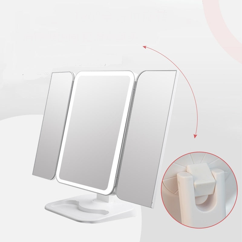 Trifold Makeup Mirror With Light 68 LED Vanity Mirrors 10X Magnifying 180Rotation by SHOPEEZONE
