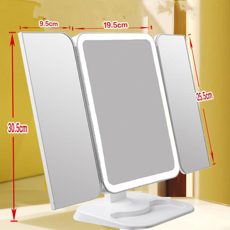 Trifold Makeup Mirror With Light 68 LED Vanity Mirrors 10X Magnifying 180Rotation by SHOPEEZONE
