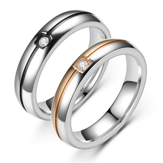 Titanium Rings Simplicity Cubic Zirconia by SHOPEEZONE