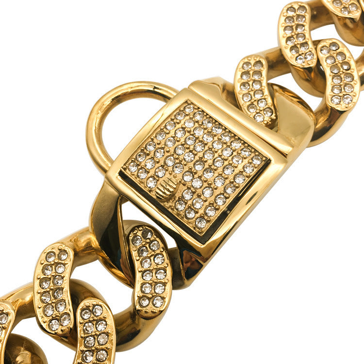 Dog Boogie Ring Pet Chain With Diamond Buckle Head Buckle Dog Chain by SHOPEEZONE