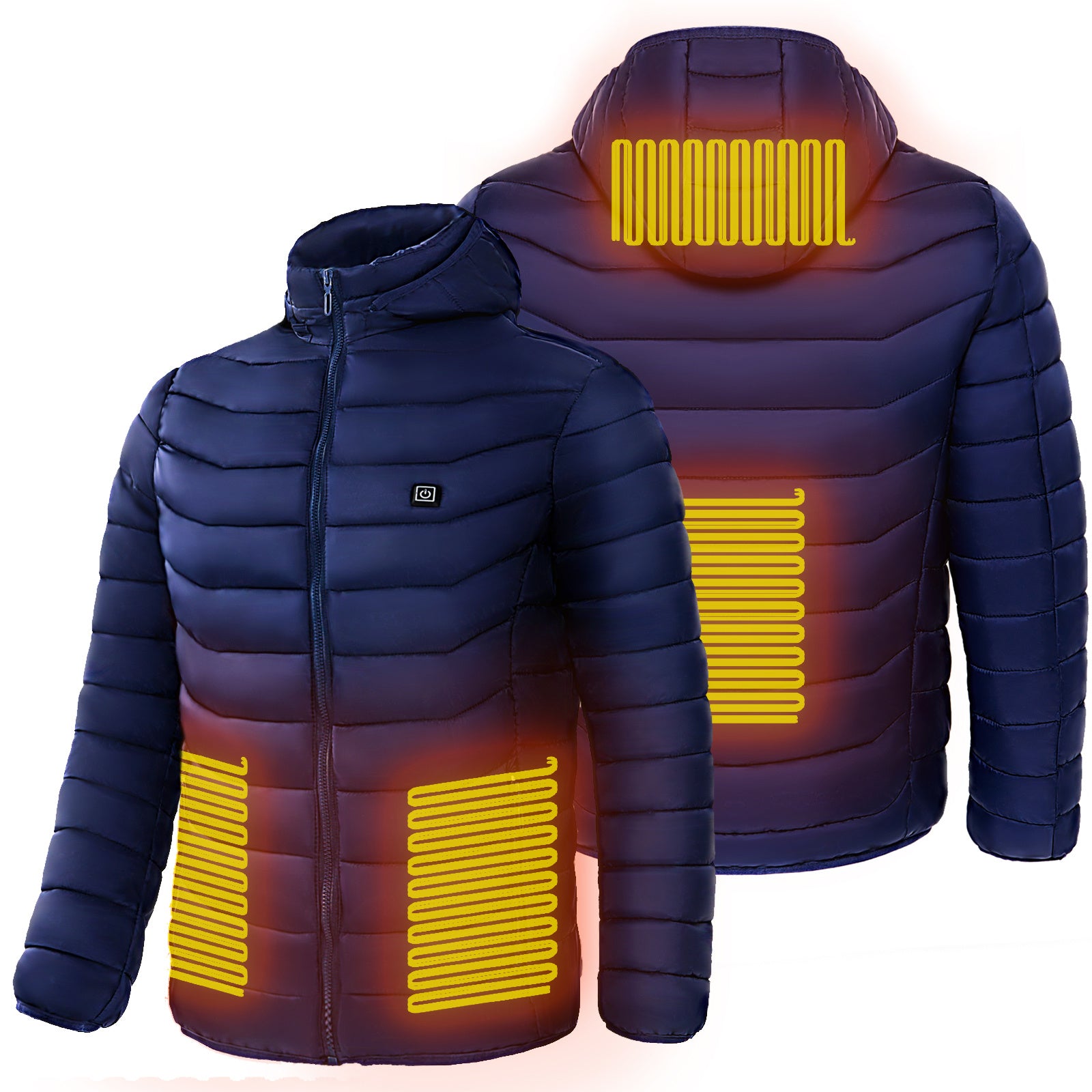 Men Heated Puffer Jacket Electric Heating Coat Insulated Hood Windbreaker 9Heat Zones by SHOPEEZONE