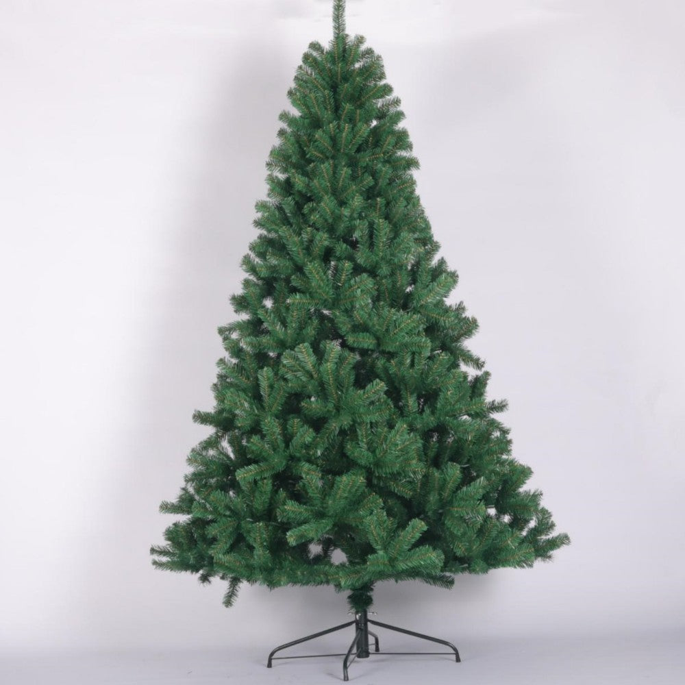 Artificial Christmas Tree Full Natural Spruce PVC Fir Tree 7.5ft Foldable Metal Stand Unlit Green