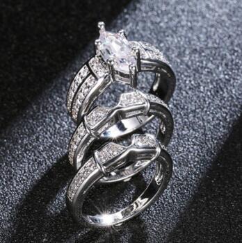 European and American couples combination rings Engagement zircon rings Hot set ring by SHOPEEZONE