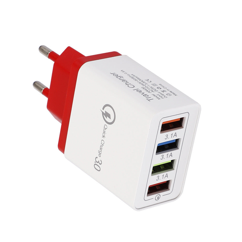 USB Charger Quick Charge 3.0 4 Phone Adapter For Tablet Portable Wall Mobile Charger Fast Charger by SHOPEEZONE