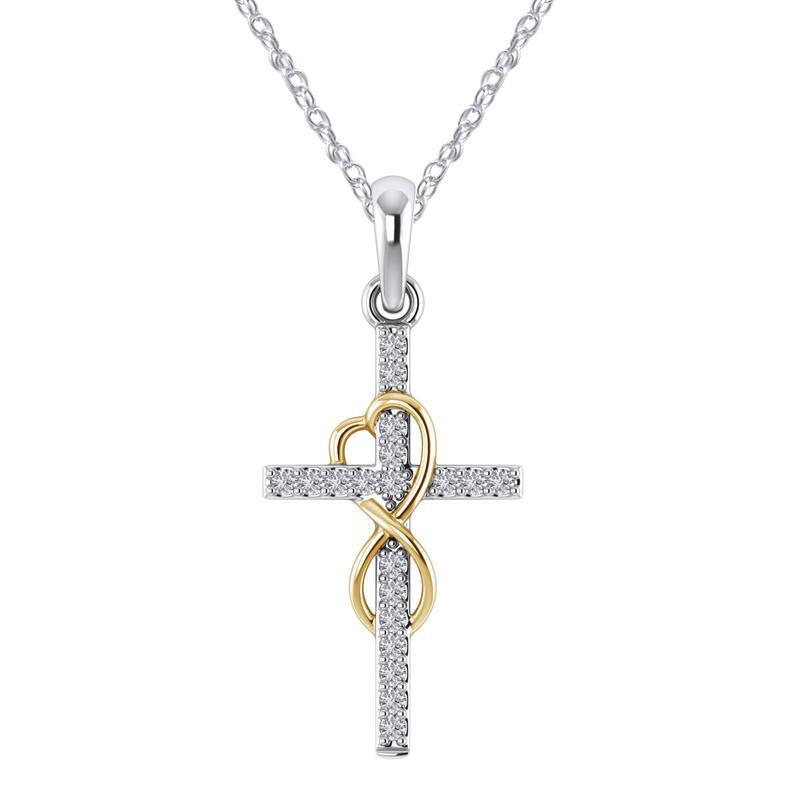 Alloy Pendant With Diamond And Eight-character Cross Necklace by SHOPEEZONE