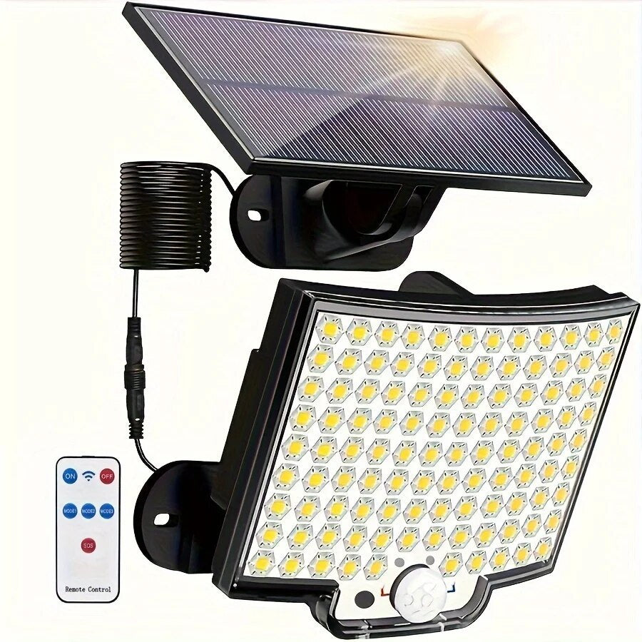 106LED Split Solar Light Outdoor Waterproof With Motion Sensor Floodlight Remote Control 3 Modes For Patio Garage by SHOPEEZONE