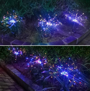 New Ground Plug Solar Fireworks Light LED Light String Copper Wire Outdoor Garden Decoration Star Lights Christmas Lights by ShopeSmartly
