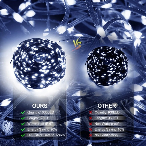 Christmas Rope Lights,1000LED 328Ft Outdoor Decorative String Strobe by ShopeeZone