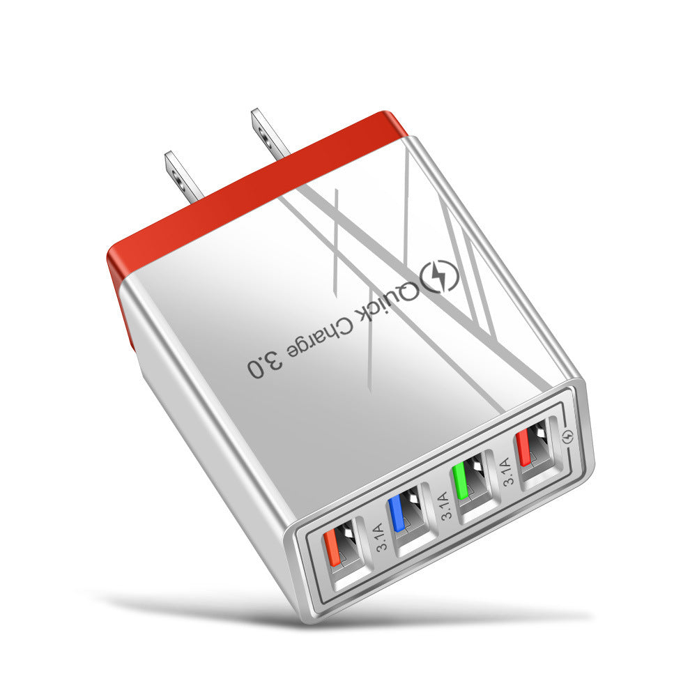 USB Charger Quick Charge 3.0 4 Phone Adapter For Tablet Portable Wall Mobile Charger Fast Charger by SHOPEEZONE