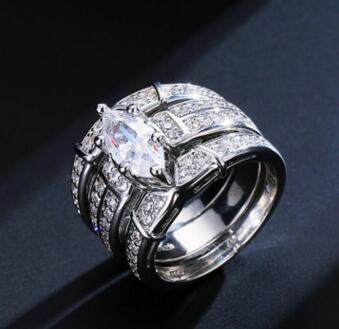 European and American couples combination rings Engagement zircon rings Hot set ring by SHOPEEZONE