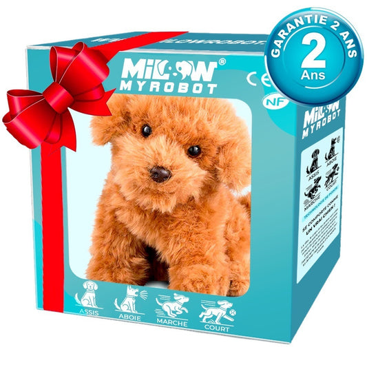 Robot Puppy Short Plush Doll Music Sound 16cm White Brown