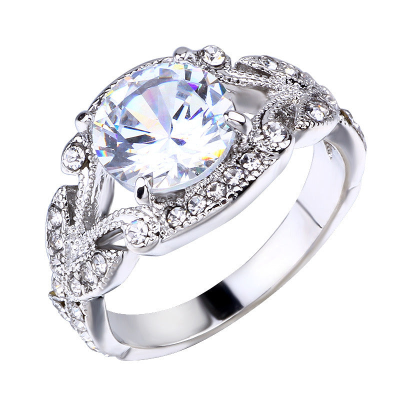 European and American Princess Rings Diamond Rings Tree Leaf Engagement Rings by SHOPEEZONE
