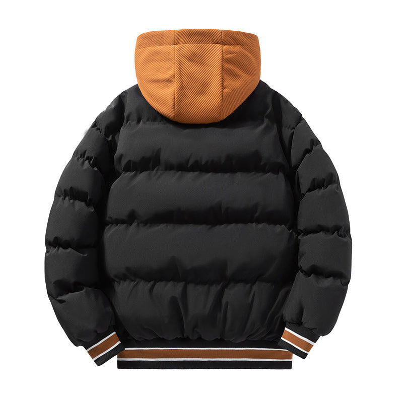 Fashion Letter Hooded Cotton Coat Winter Warm Solid Zipper Jacket For Men Teenagers Clothing by SHOPEEZONE