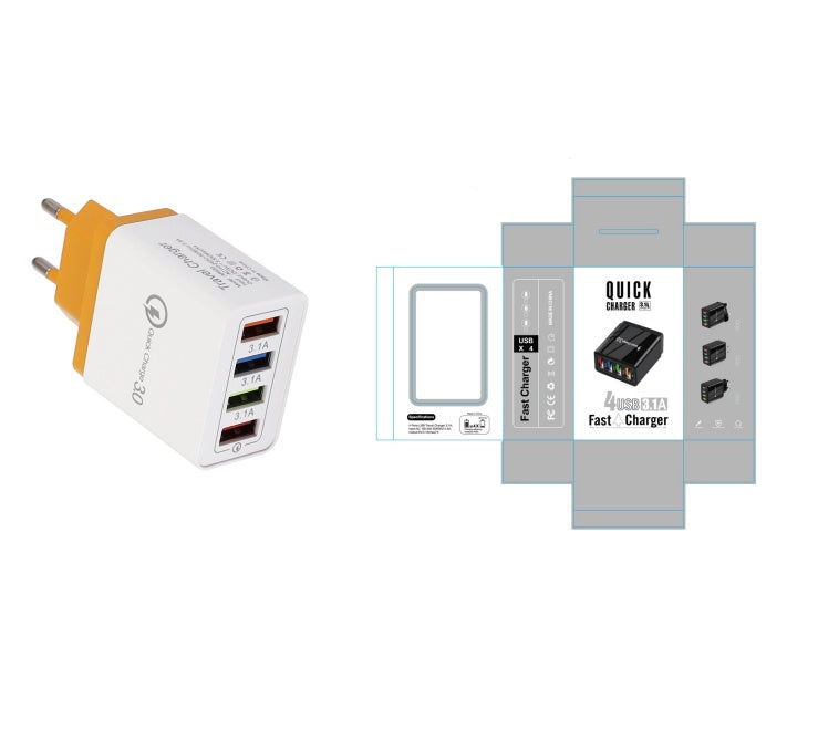 USB Charger Quick Charge 3.0 4 Phone Adapter For Tablet Portable Wall Mobile Charger Fast Charger by SHOPEEZONE