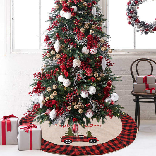 Linen Tree Skirt Car Christmas Tree 120CM Christmas Decoration Tree by SHOPEEZONE