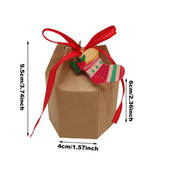 24 Pcs Christmas Gift Boxes With Ribbon And Cards Cartoon Santa Claus Reindeer Snowman Pattern Box Paper Cookies Candy Treat Boxes For Christmas Party Favor Supplies by ShopeeZone
