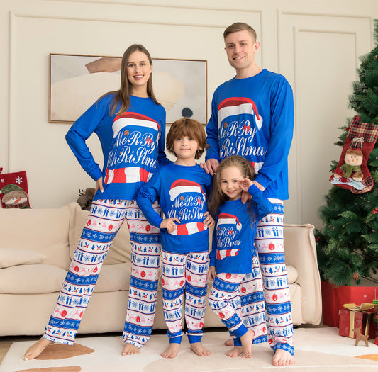 Matching Family Pajamas Sets Christmas PJ's Letter Print Top And Plaid Pants Jammies Sleepwear by SHOPEEZONE