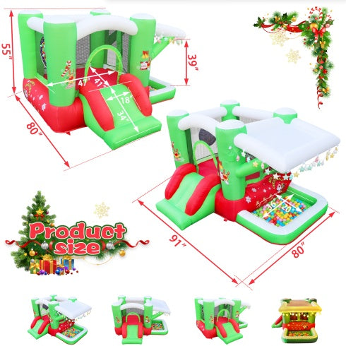 Christmas Jump N Slide Inflatable Bouncer For Kids Complete Setup With Blower - 80 X 91 Play Area - 55 Tall by ShopeeZone