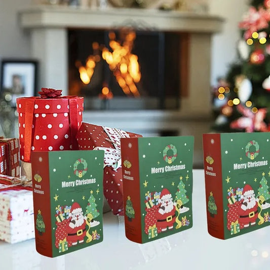 10 Pcs Christmas Candy Boxes Merry Christmas Santa Claus Xmas Tree Storybook Box Cookie Goodie Paper Treat Box For Christmas Gift Wrapping Holiday Party Supplies by ShopeeZone