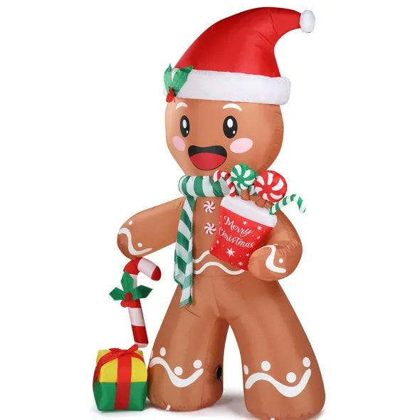 7.9 FT Lighted Christmas Inflatable Decoration, Inflatable Gingerbread Man Outdoor Decoration, Funny Blow Up Yard Decorations With Built-in LED Lights For Holiday Party Front Yard Lawn Garden Decor by SHOPEEZONE