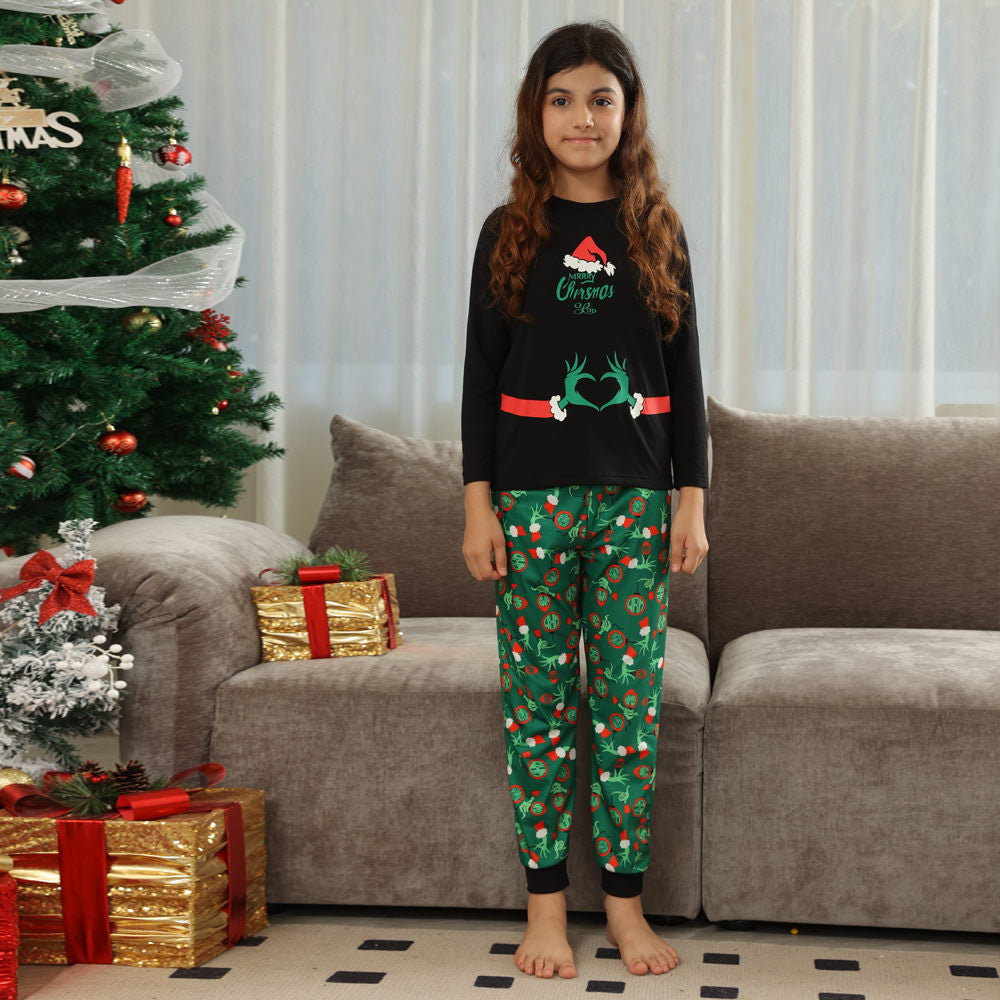 New Amazon Popular Grinch Printed Cross-border Long-sleeved Christmas Parent-child Pajamas