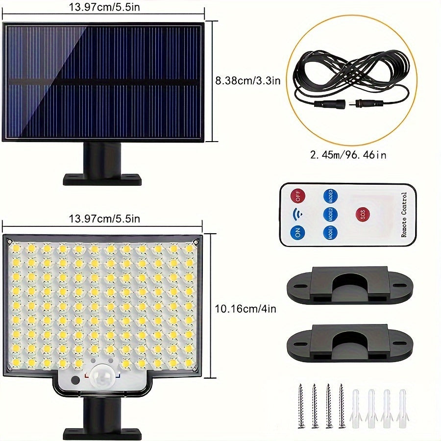 106LED Split Solar Light Outdoor Waterproof With Motion Sensor Floodlight Remote Control 3 Modes For Patio Garage by SHOPEEZONE