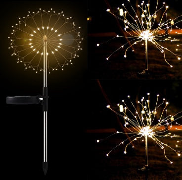 New Ground Plug Solar Fireworks Light LED Light String Copper Wire Outdoor Garden Decoration Star Lights Christmas Lights by ShopeSmartly