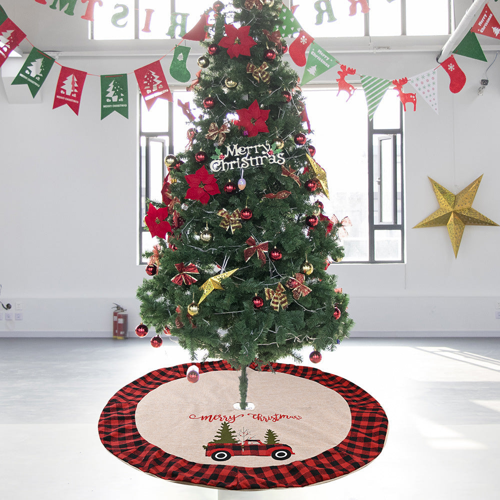 Linen Tree Skirt Car Christmas Tree 120CM Christmas Decoration Tree by SHOPEEZONE