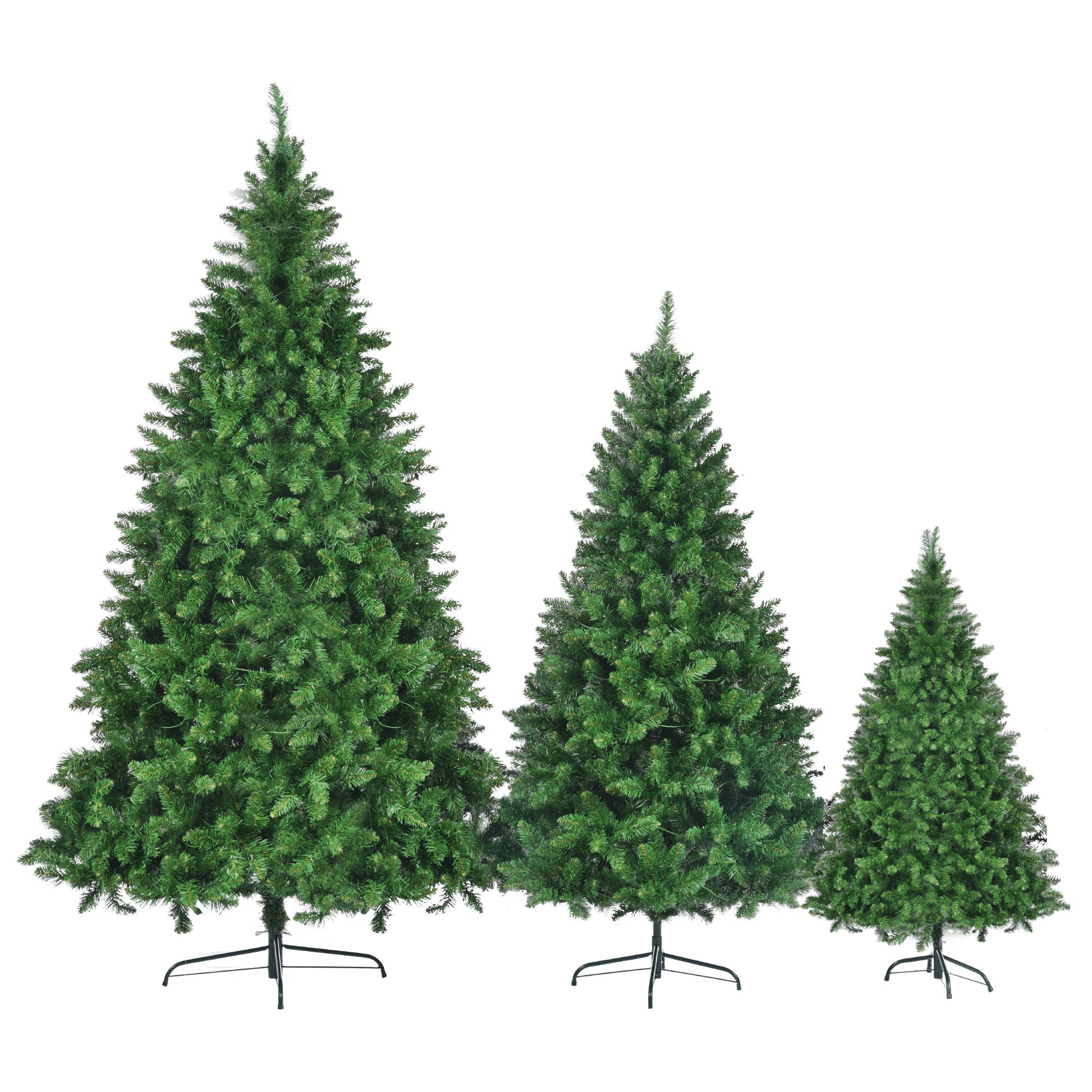 8ft, 6ft, 4ft Pre-Lit Green Pine Artificial Christmas Tree, 3 Articulated Christmas Trees With 820 Warm Yellow LED Lights & 2539 Branch Tips For Festive Decoration For Home, Office & Party by SHOPEEZONE