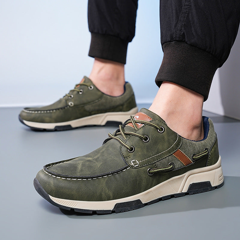 Leather Breathable Sneaker Men's Plus Size Casual Commuter Shoes by SHOPEEZONE