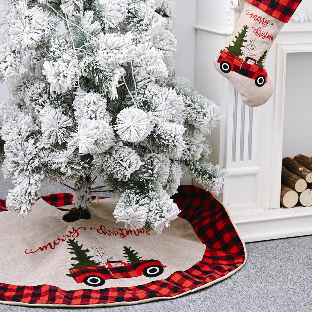 Linen Tree Skirt Car Christmas Tree 120CM Christmas Decoration Tree by SHOPEEZONE