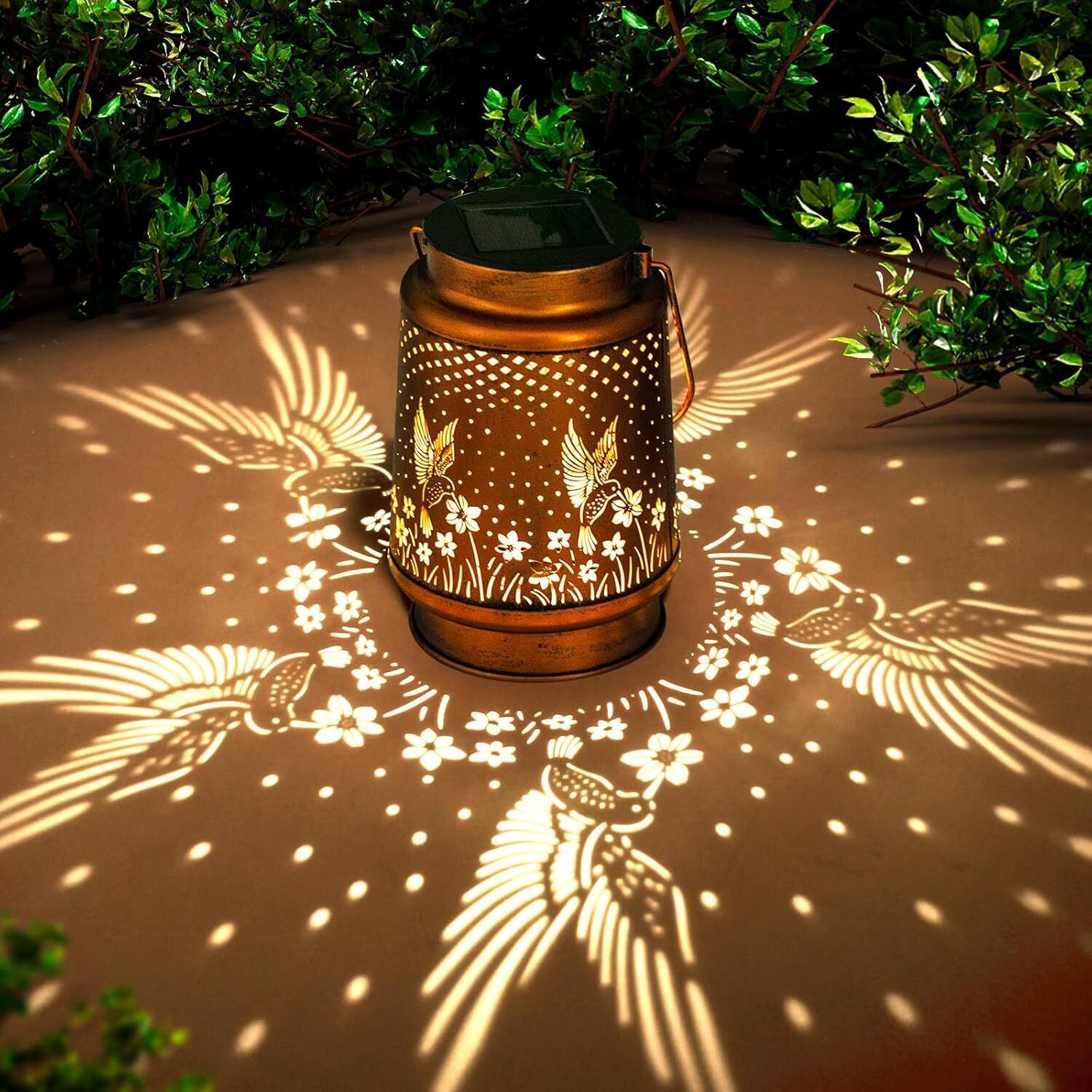 Hummingbird Solar Lantern Metal Hanging Light LED Decorative Light Garden Decor by SHOPEEZONE